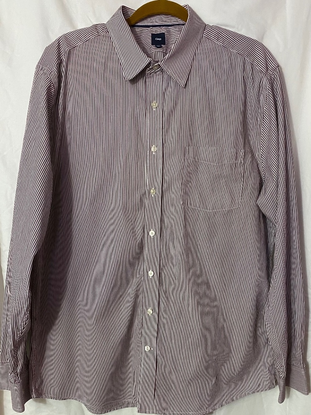 Men’s Gap Brown and White Long-sleeve Button Down Shirt Clean Girl  100% Cotton